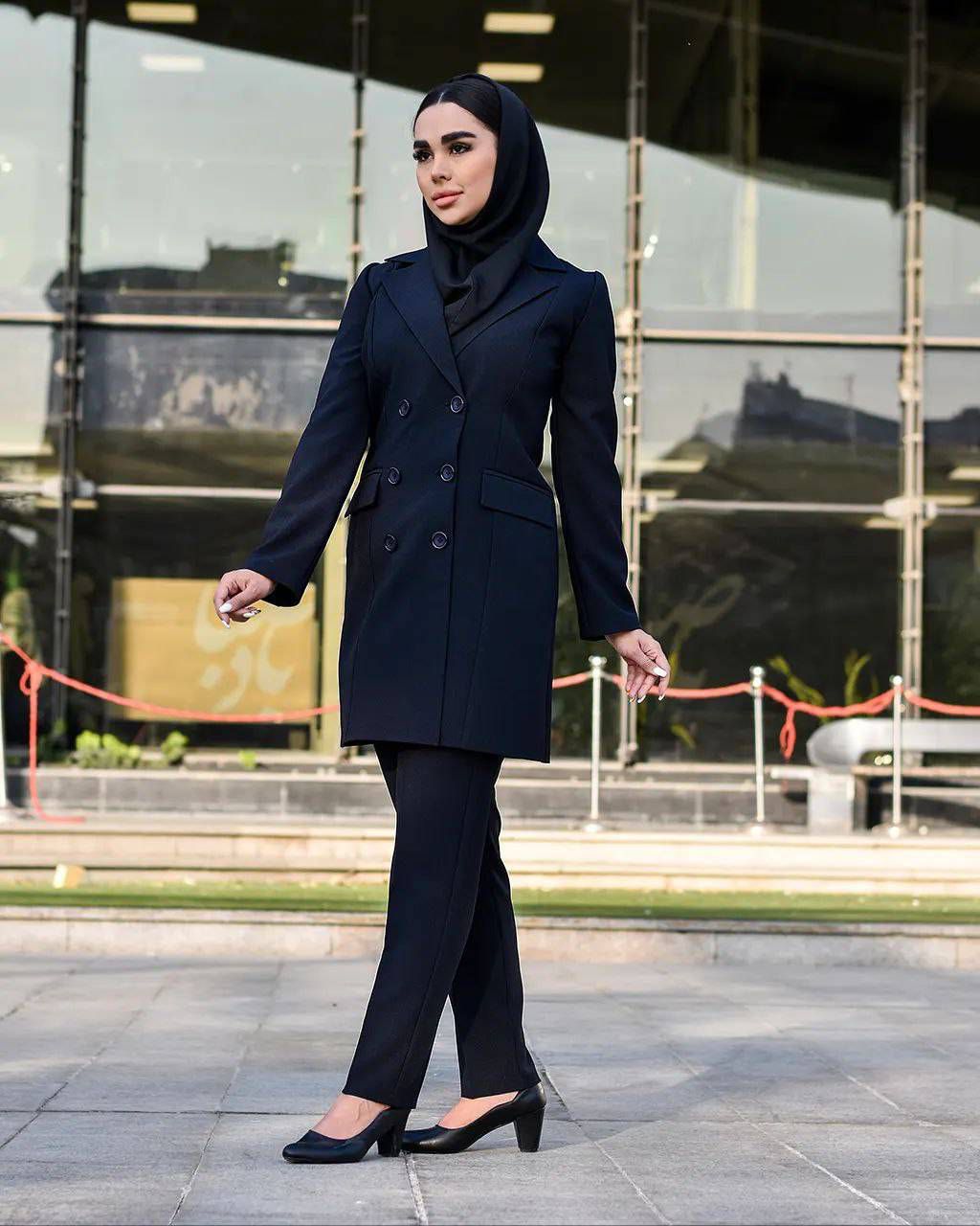 ست مانتوشلوار زنانه اداری پارچه فاستونی دامون